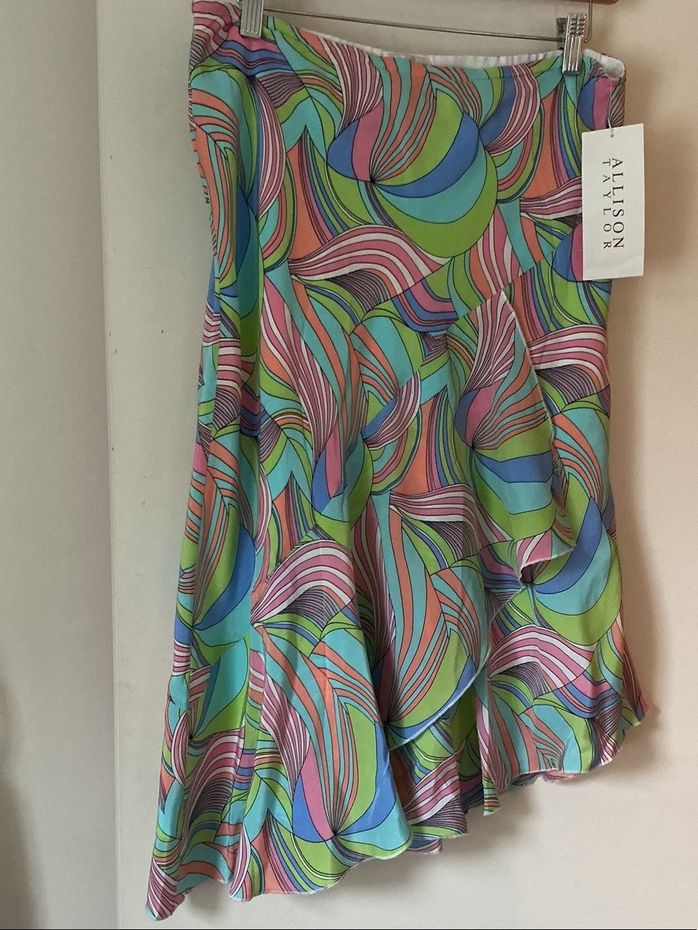 ALLISON TAYLOR Multicolor Swirl Midi Skirt - Pink, Green & Blue